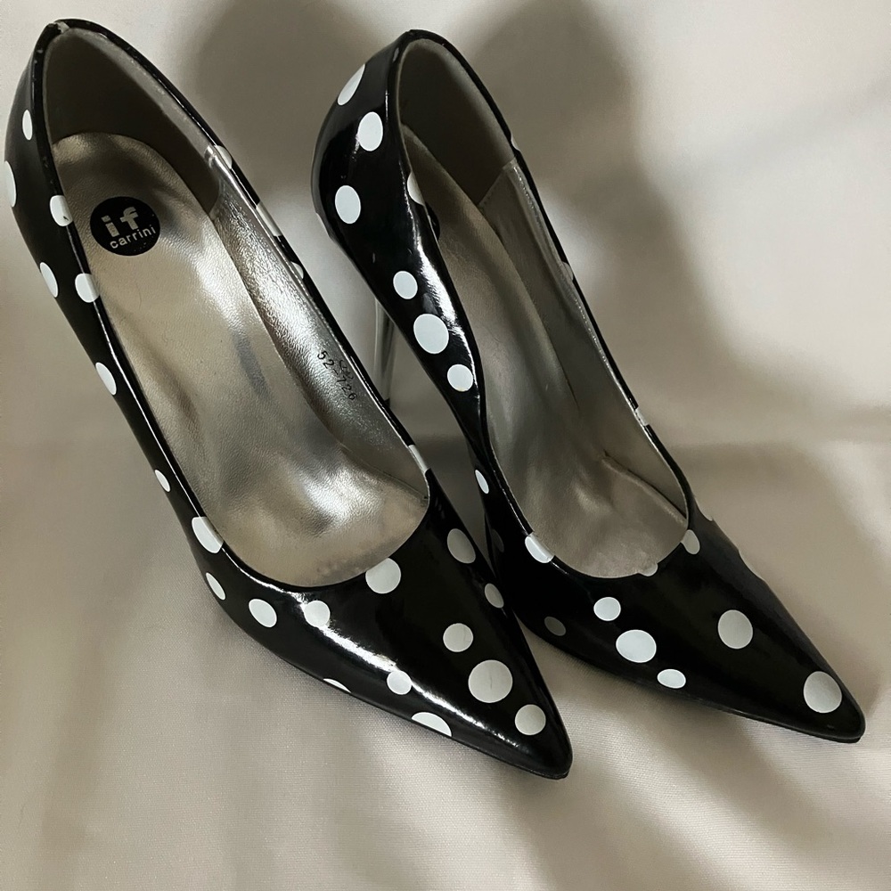 Black and White Polka Dot Women's Heels
